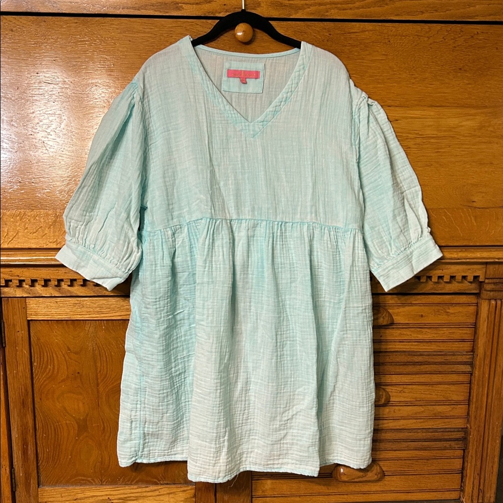 Simply Southern Mint Green Gauze V-Neck Tunic Dress